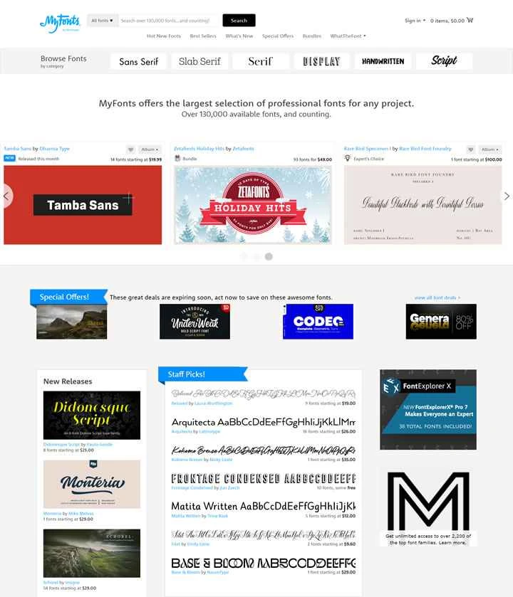MyFonts、世界最大のフォントマーケットプレイス