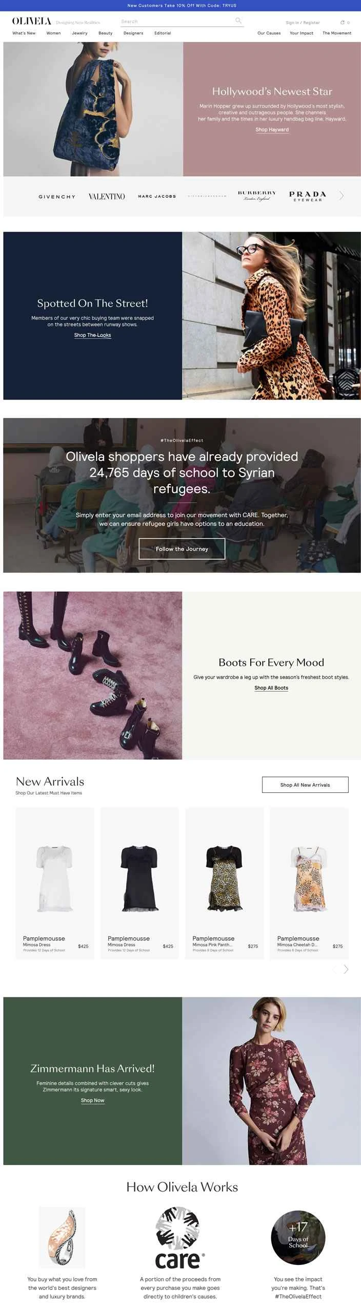 オリベラは高級ファッションに慈善的な要素を取り入れています。