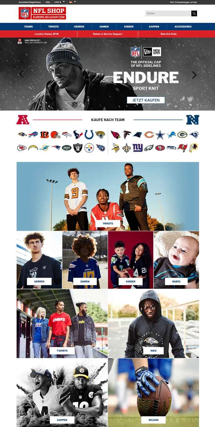 NFLヨーロッパショップ（ドイツ）: NFLヨーロッパショップDE