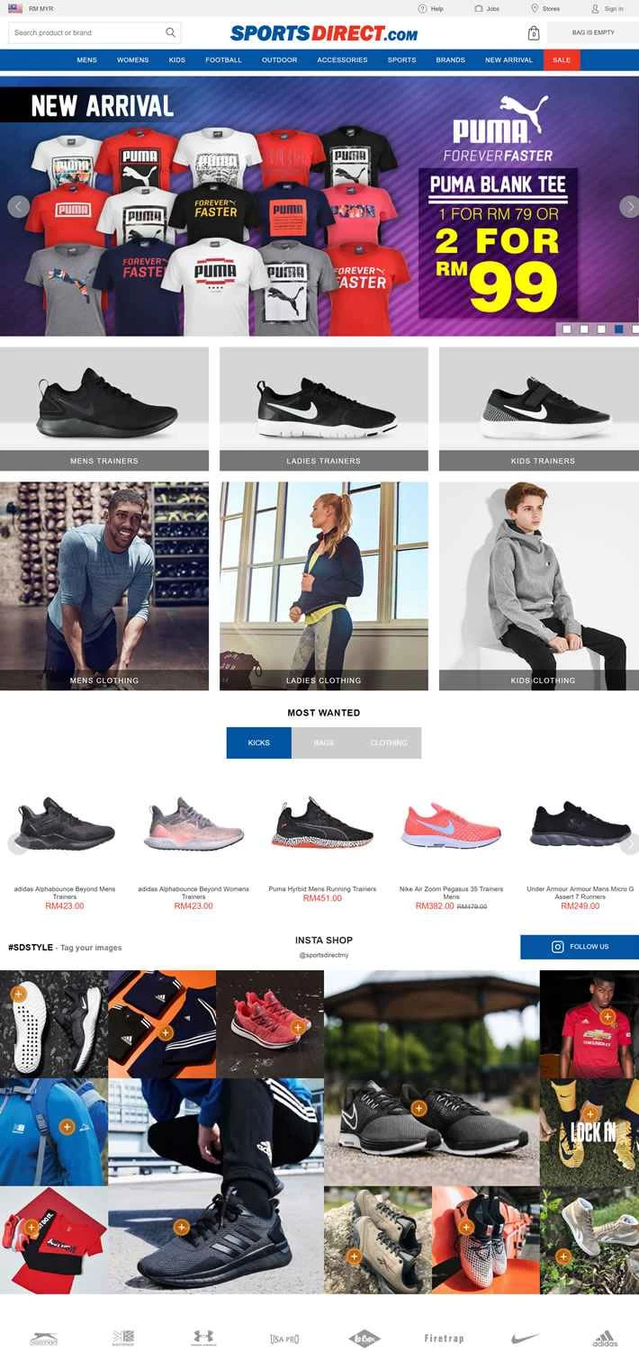 スポーツダイレクトマレーシア：英国No.1のスポーツ小売業者