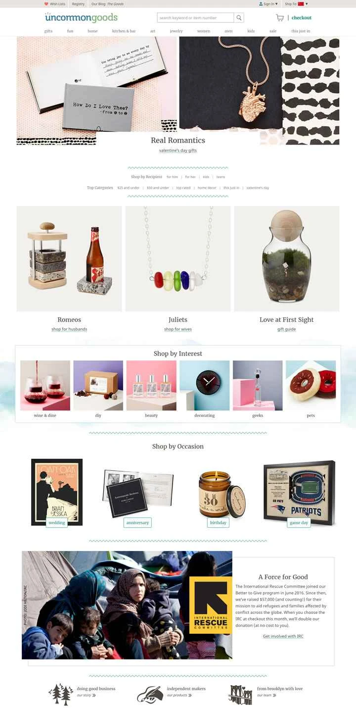 アメリカのクリエイティブギフトウェブサイト「UncommonGoods」