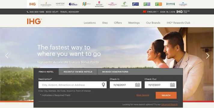 インターコンチネンタルホテルズグループ（IHG）米国公式サイト：IHG USA