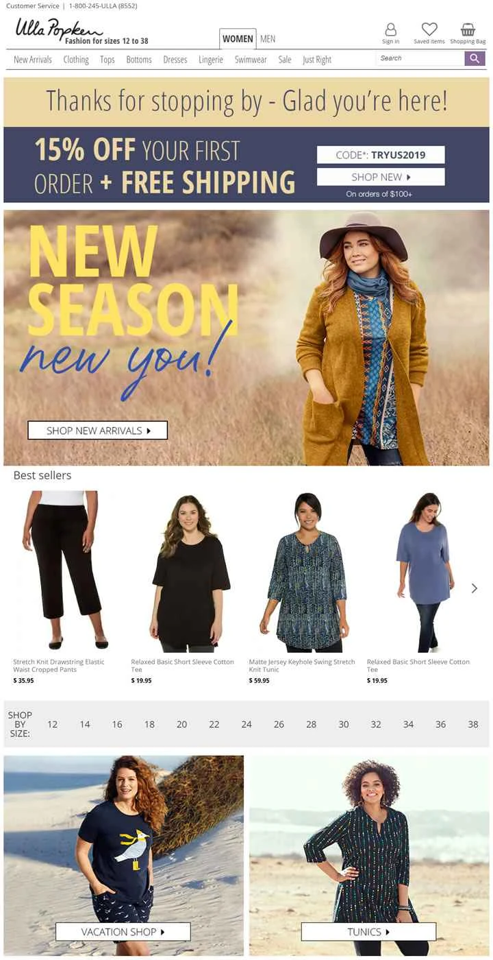 プラスサイズのレディース服：Ulla Popken