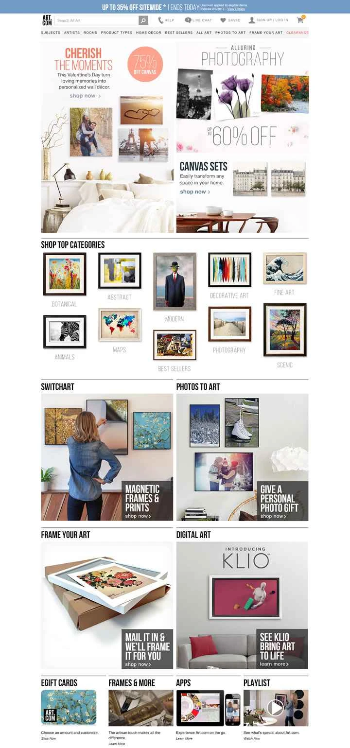 有名なアメリカのアートウェブサイト、Art.com。