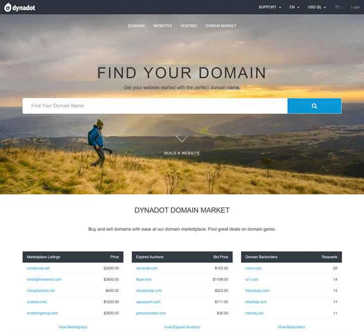 ドメイン登録、ウェブサイト構築ツール、ウェブホスティング、SSL証明書：Dynadot