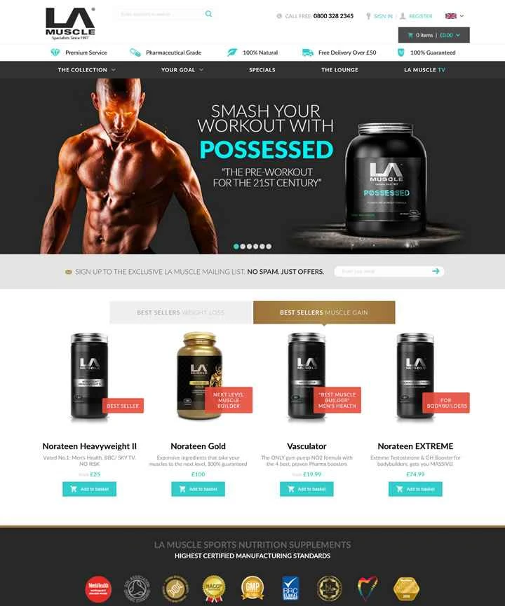 英国最大のスポーツ栄養会社の一つであるLAマッスル