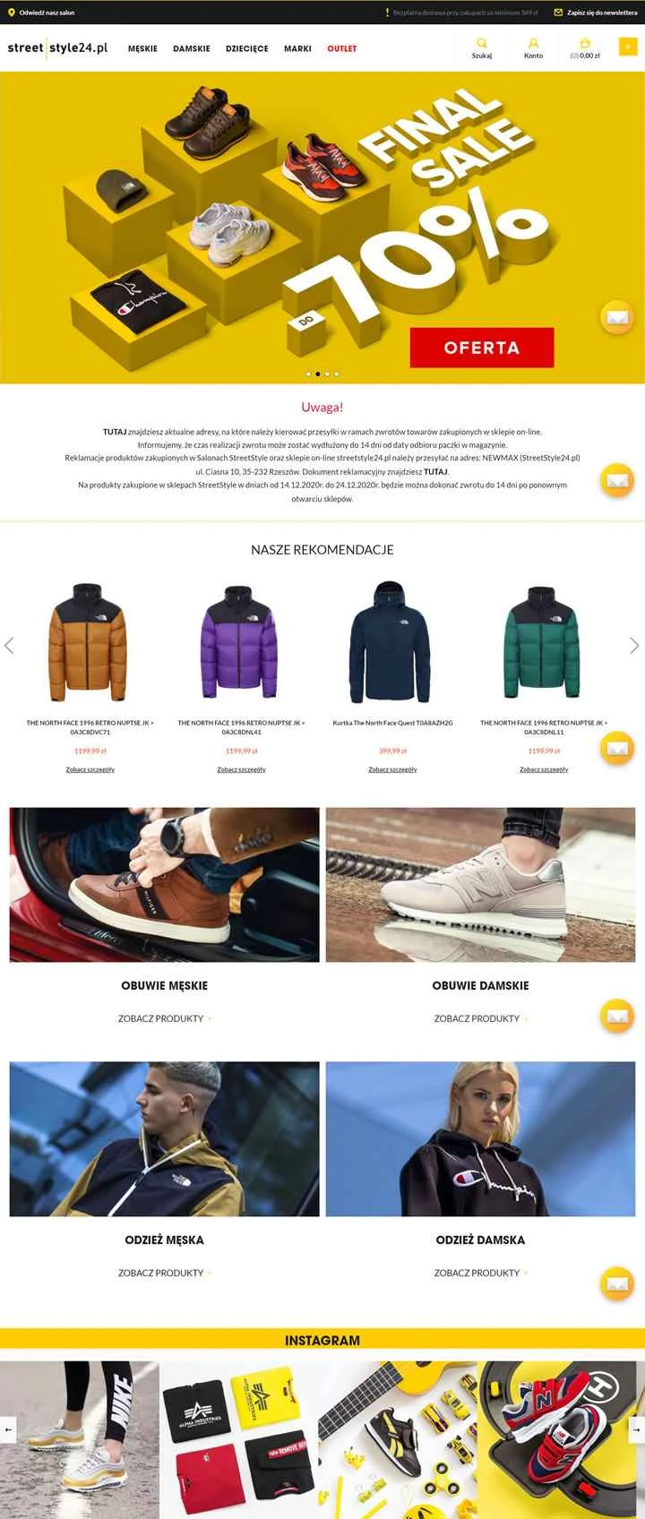 ポーランドのマルチブランドスポーツストア：StreetStyle24.pl