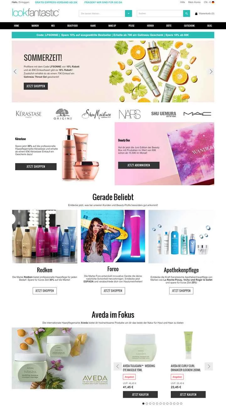 Lookfantastic Germany公式サイト：イギリスの有名な美容ショッピングサイト