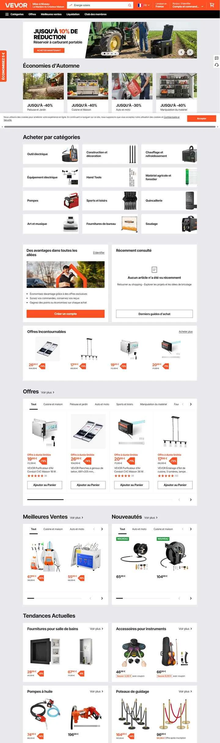 VEVOR France: 手頃な価格で信頼できるホームセンター