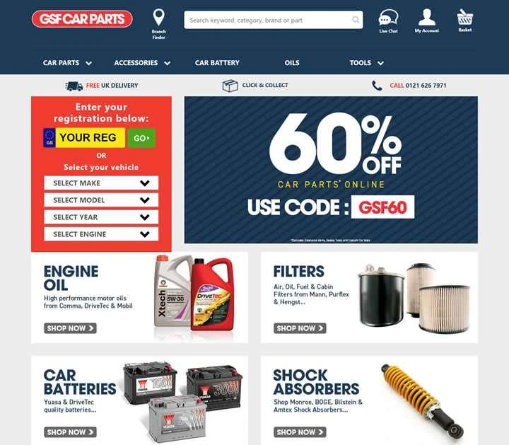英国を拠点とするオンライン自動車部品小売業者、GSF Car Parts。