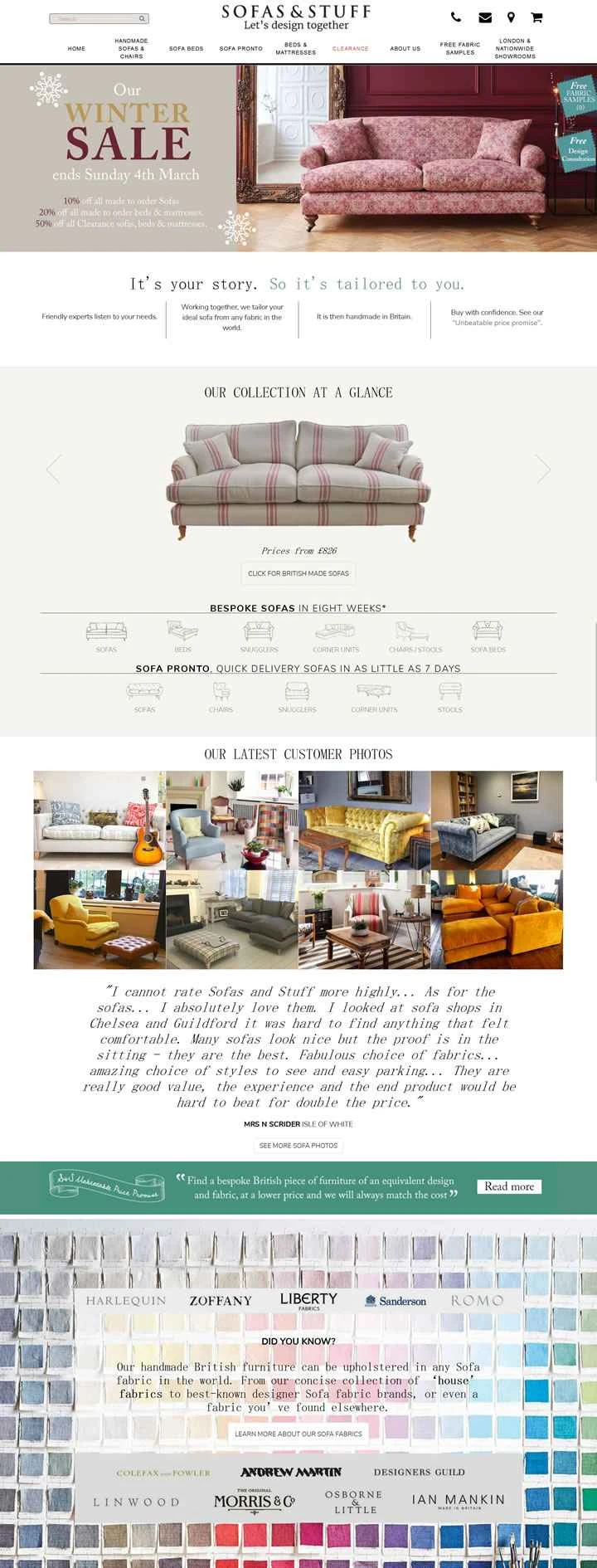 英国製の手作りファブリックソファをオンラインで購入：Sofas & Stuff