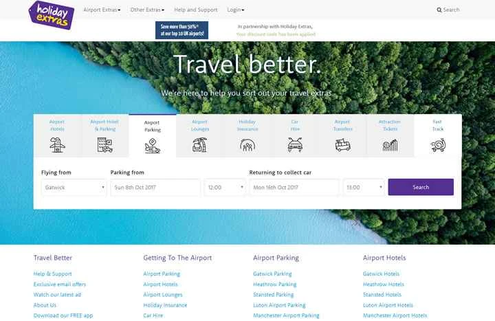 Holiday Extras（空港駐車場、ホテル、送迎など）は、英国の観光業界向け追加サービスの大手プロバイダーです。