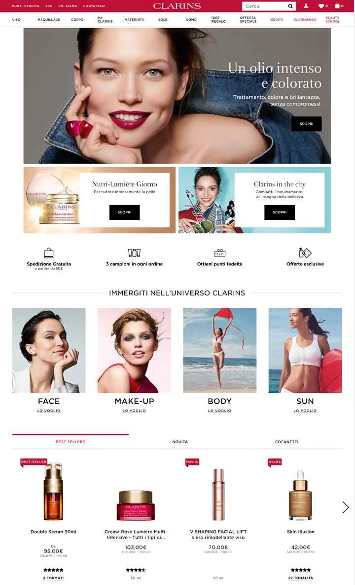 クラランス イタリア公式サイト：フランスのナチュラルスキンケアブランド