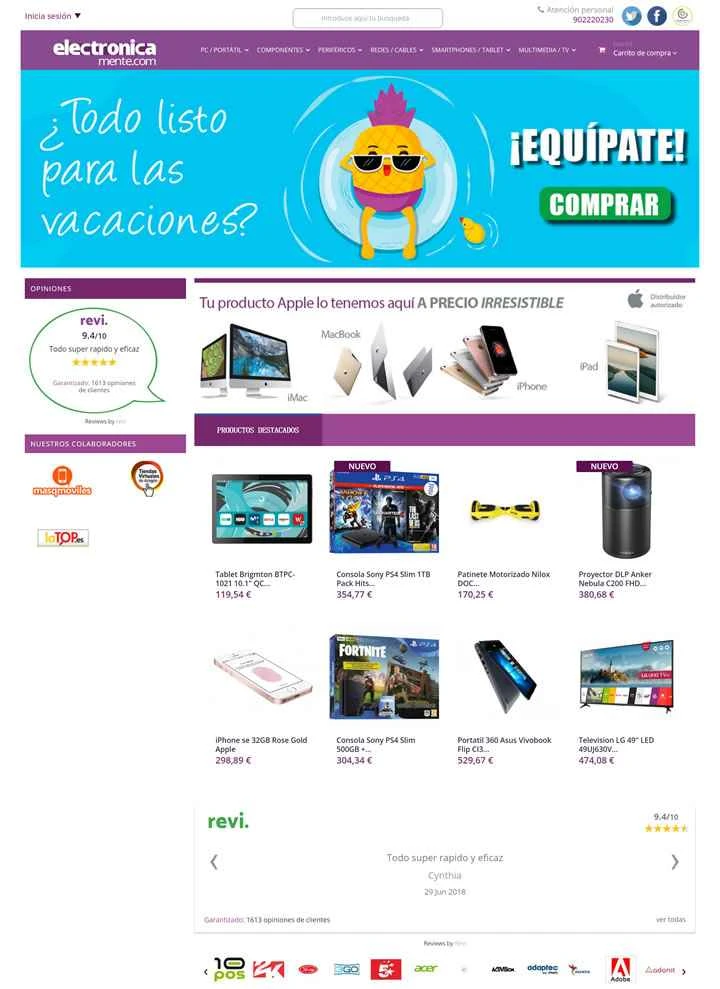 スペインの家電ショッピングサイト：Electronicamente