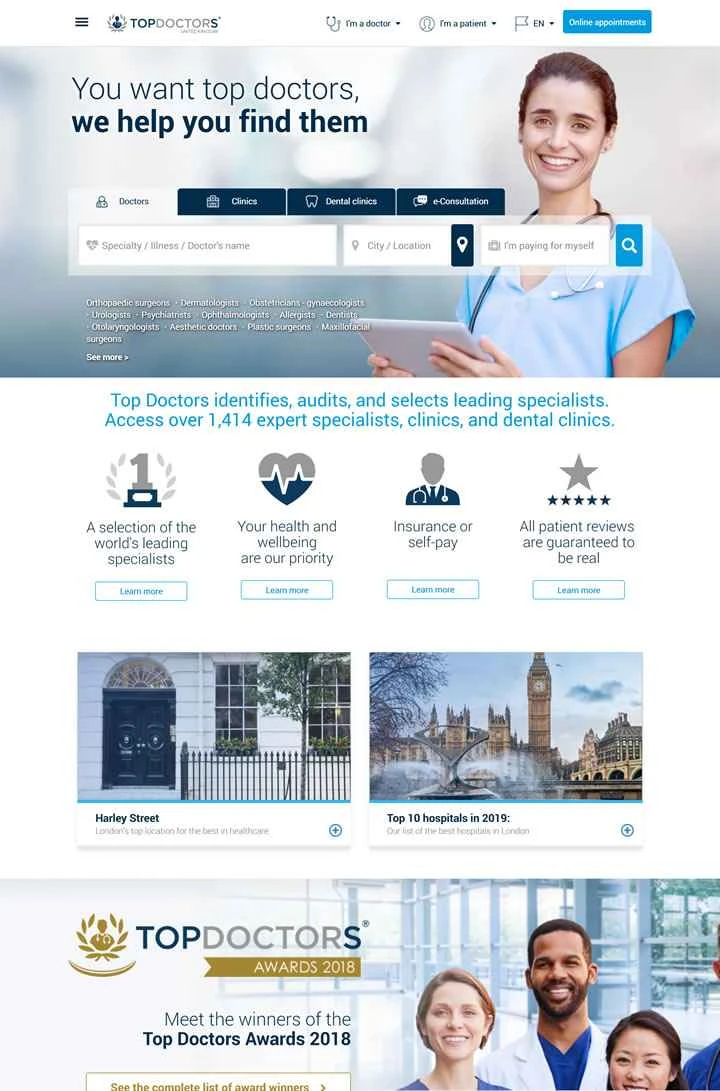 英国の医師オンライン予約：トップドクター