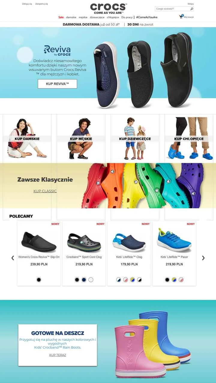 Crocsポーランド公式ストア：レディースシューズ、メンズシューズ、子供用シューズ、クロッグ
