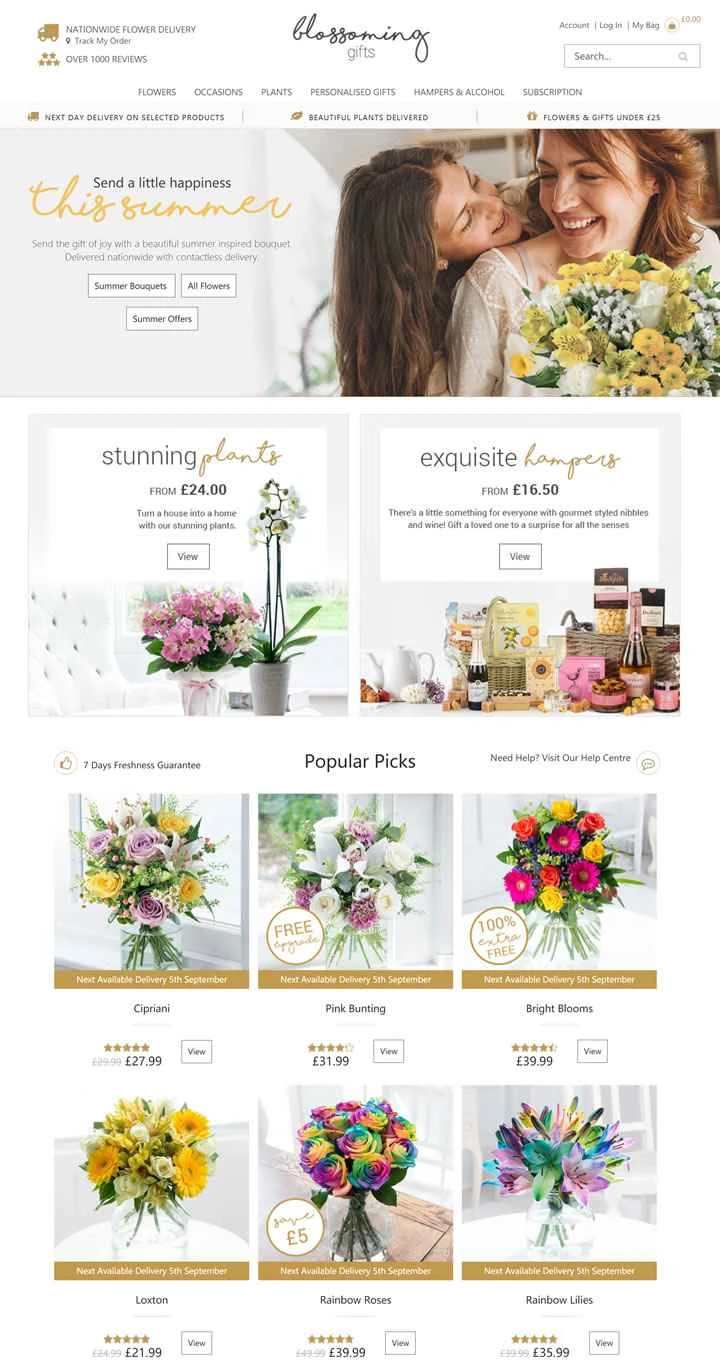 ブロッサミングギフト 英国フラワーデリバリー