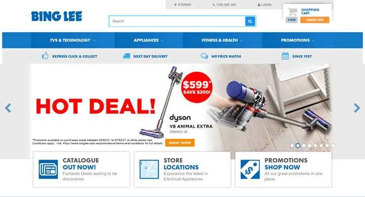 キッチン家電と家庭用電化製品を取り扱うオーストラリアのオンライン小売業者、Bing Lee。