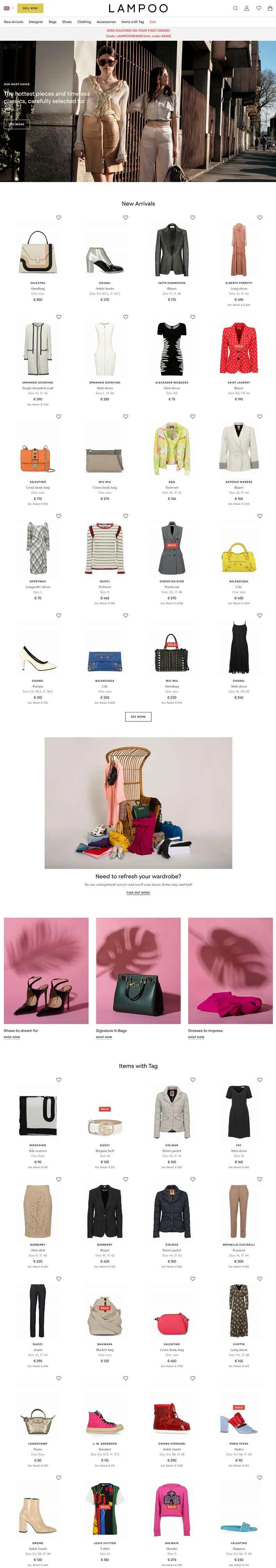 LAMPOO は、中古の高級品を売買するイタリアのウェブサイトです。