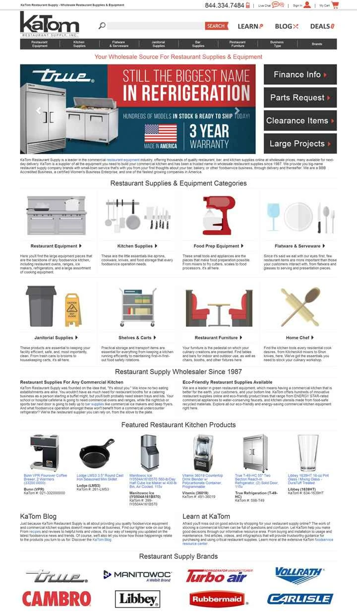 KaTom Restaurant Supply は、米国を拠点とするレストラン用品および厨房機器の卸売ウェブサイトです。