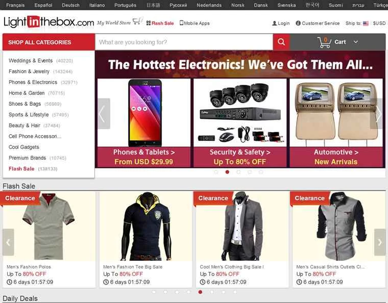 LightInTheBox.com、中国No.1の対外貿易販売ウェブサイト。