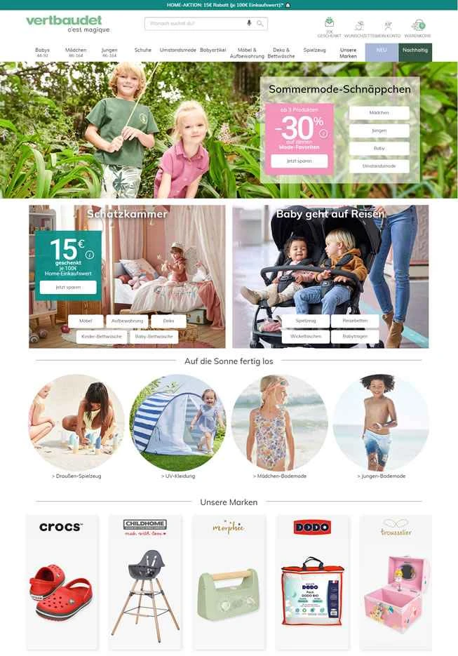 Vertbaudet ドイツ：子供服と子供部屋