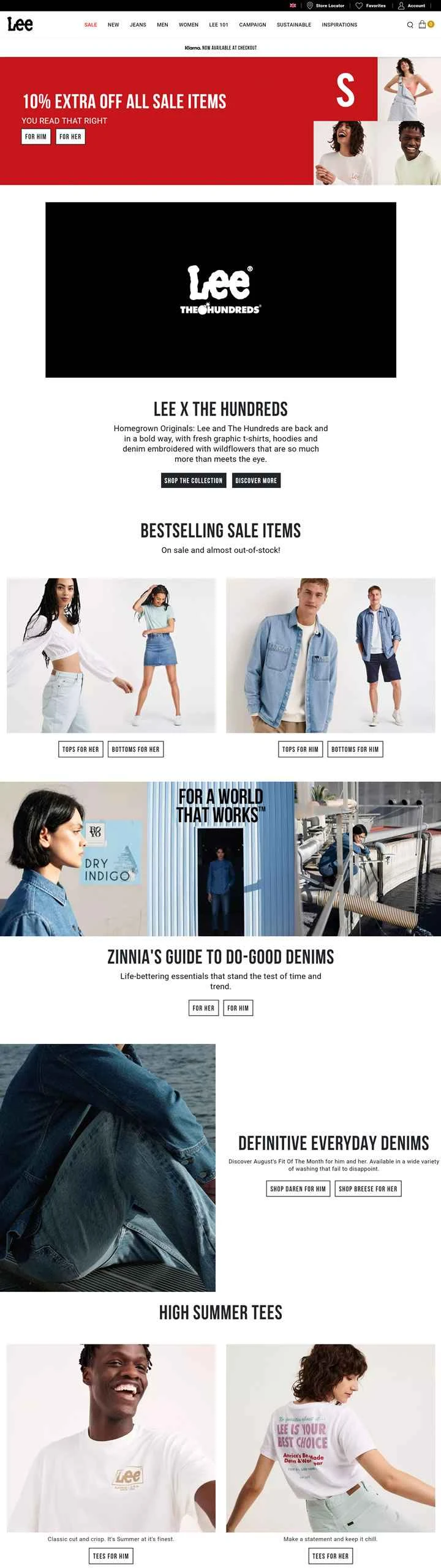 Lee UK公式ストア：ジーンズと衣類