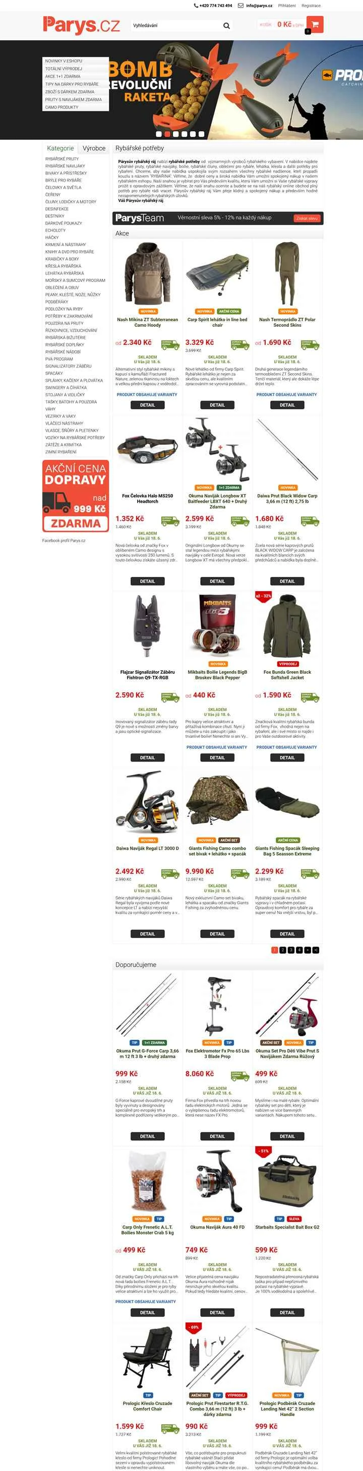 チェコの釣り具オンラインストア：Parys.cz