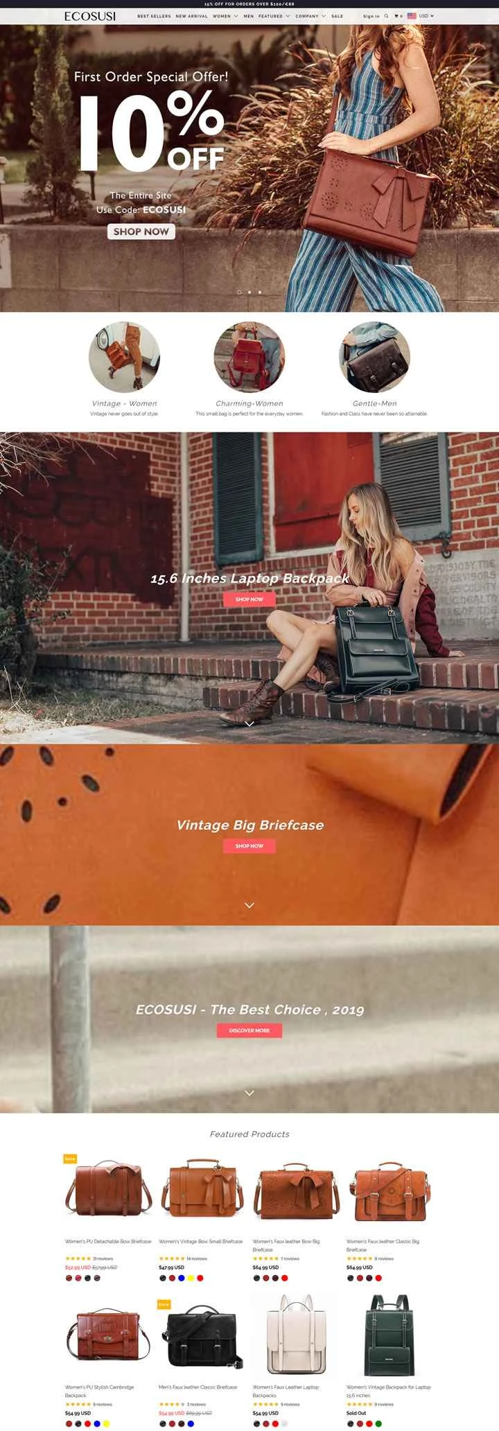 ECOSUSI公式サイト：レディースレザーバックパック