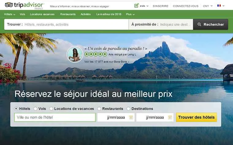 世界有数の旅行コミュニティのフランスサイト、TripAdvisor France。