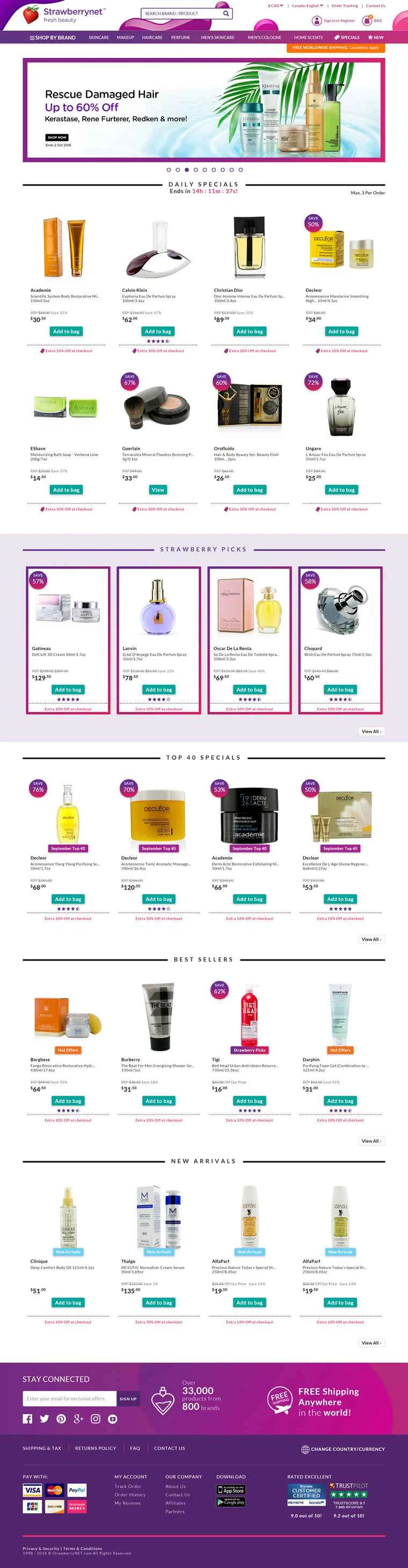 Strawberrynet Canada（カナダの化粧品ウェブサイト）