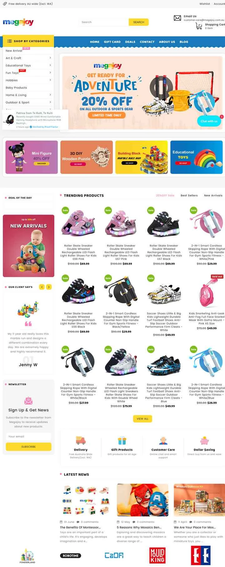 Megajoy は、オーストラリアのオンライン子供用おもちゃおよびゲームギフト ストアです。