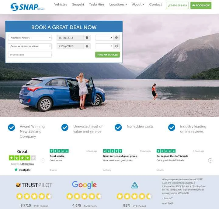 ニュージーランドの格安レンタカー：Snap Rentals
