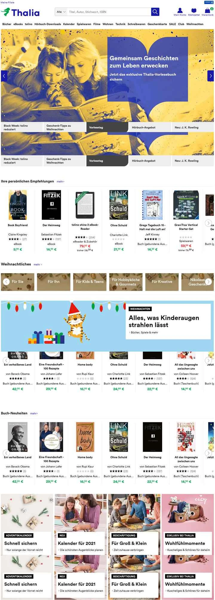 Thalia.de は、ドイツのオンライン メディア ストア (書籍、電子書籍、おもちゃなど) です。