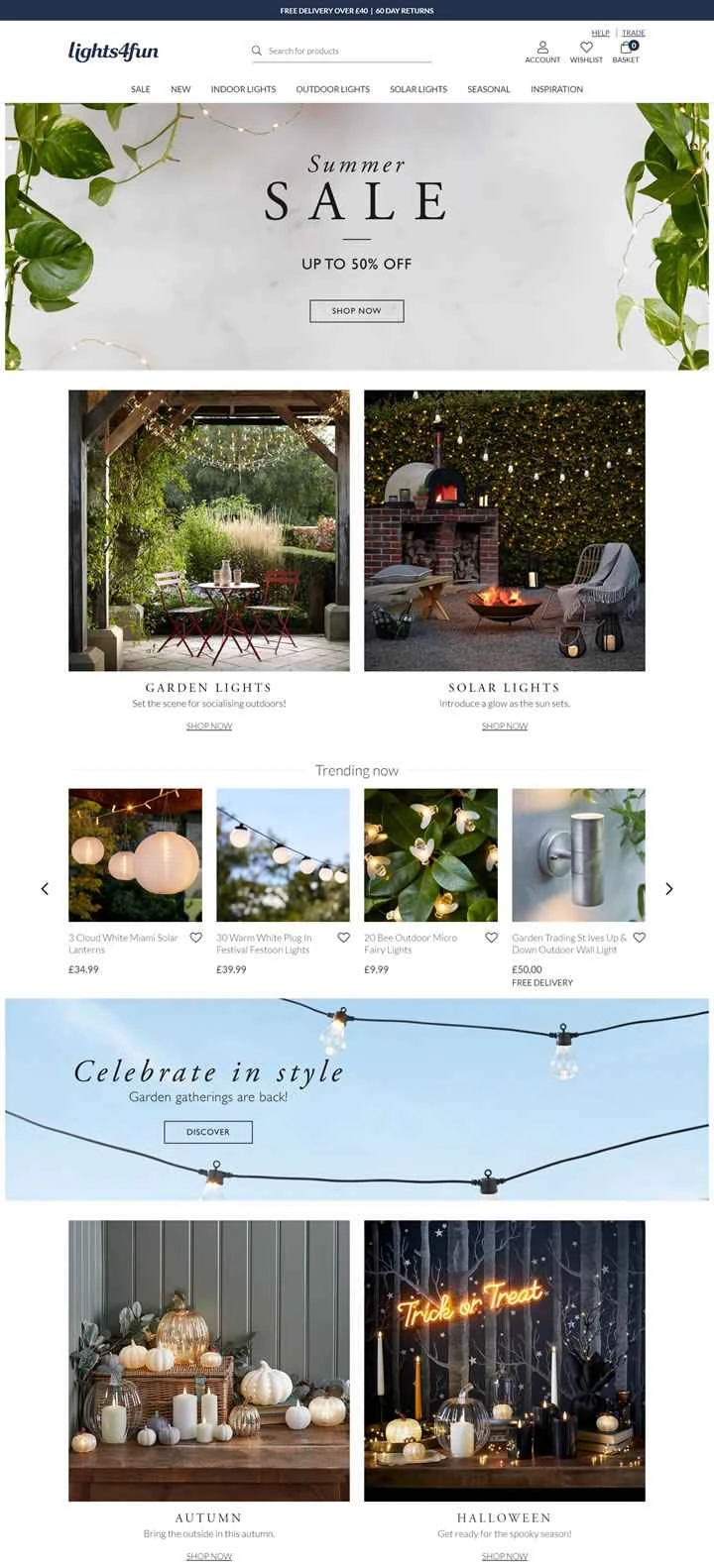 英国の家庭用・園芸用装飾照明のオンライン小売業者：Lights4fun.co.uk