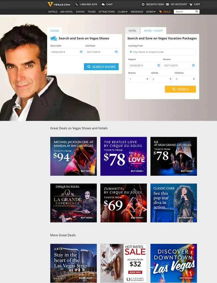 ラスベガスのホテル、ショー、ツアー、クラブなど：Vegas.com