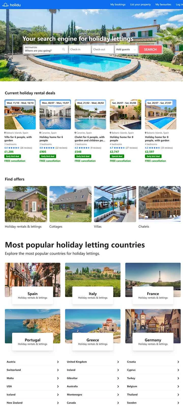 Holidu UK: バケーションレンタル検索エンジン