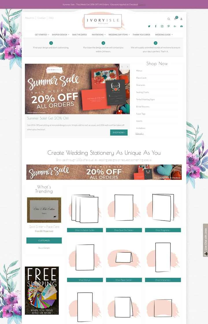 Ivory Isle Designs（米国/カナダ）：結婚式・イベント用ステーショナリー会社