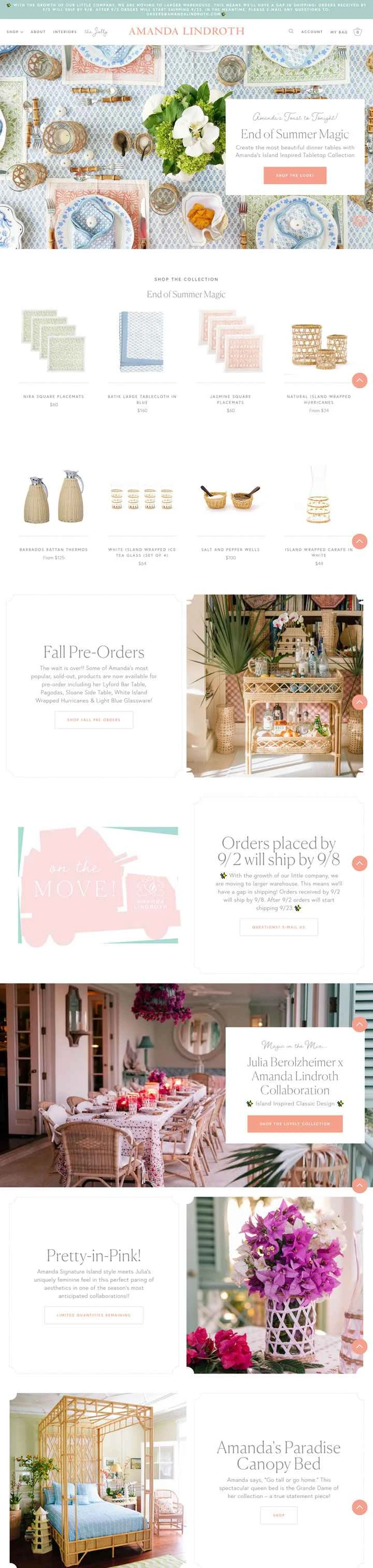 米国のホームインテリアショッピングウェブサイト、Amanda Lindroth。