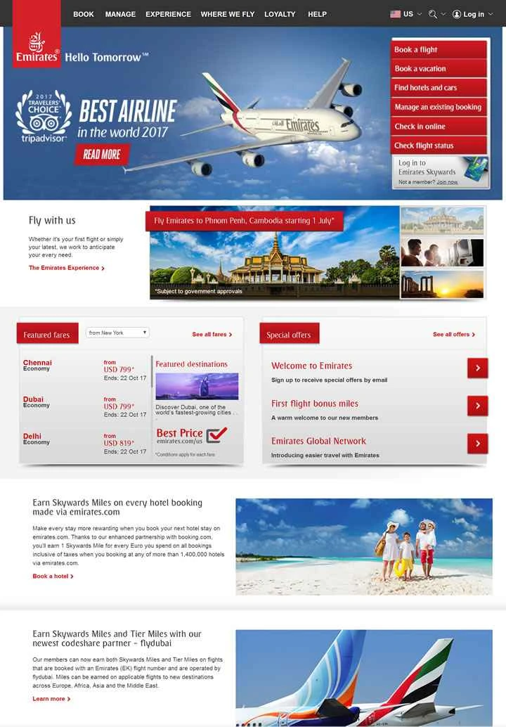 エミレーツ航空公式サイト：エミレーツ