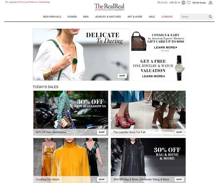 中古高級品の米国委託販売サイト、TheRealReal。