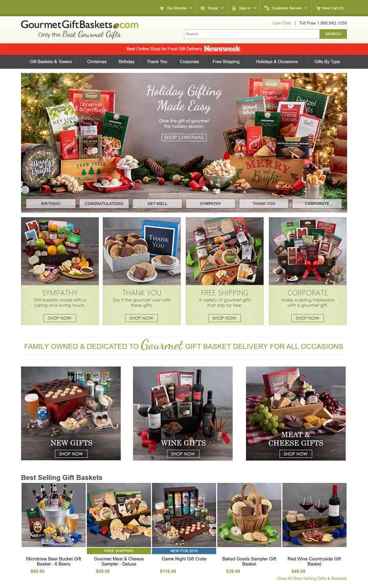 Gourmet Gift Baskets は、米国を拠点とする食品とギフトバスケットのウェブサイトです。