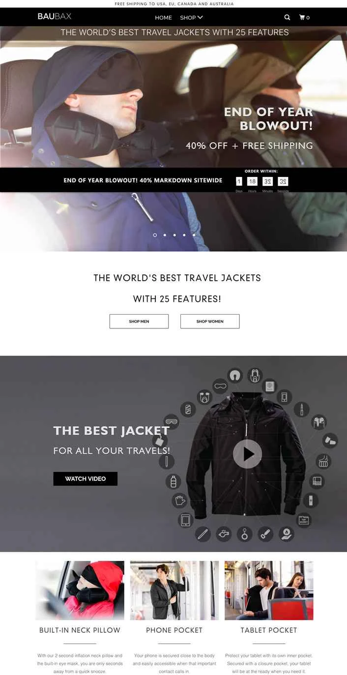 世界最高のトラベルジャケット：BauBax