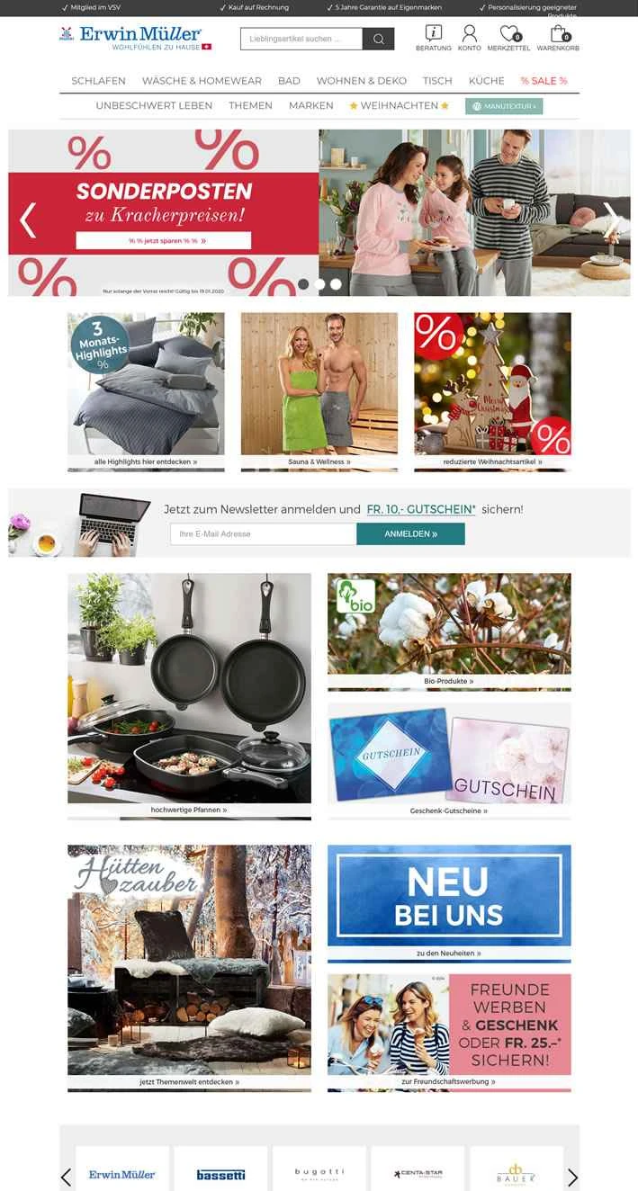 エルウィン・ミュラー・スイス・ホーム・ファーニシングス公式ウェブサイト：ご家族全員でご利用いただける通信販売会社