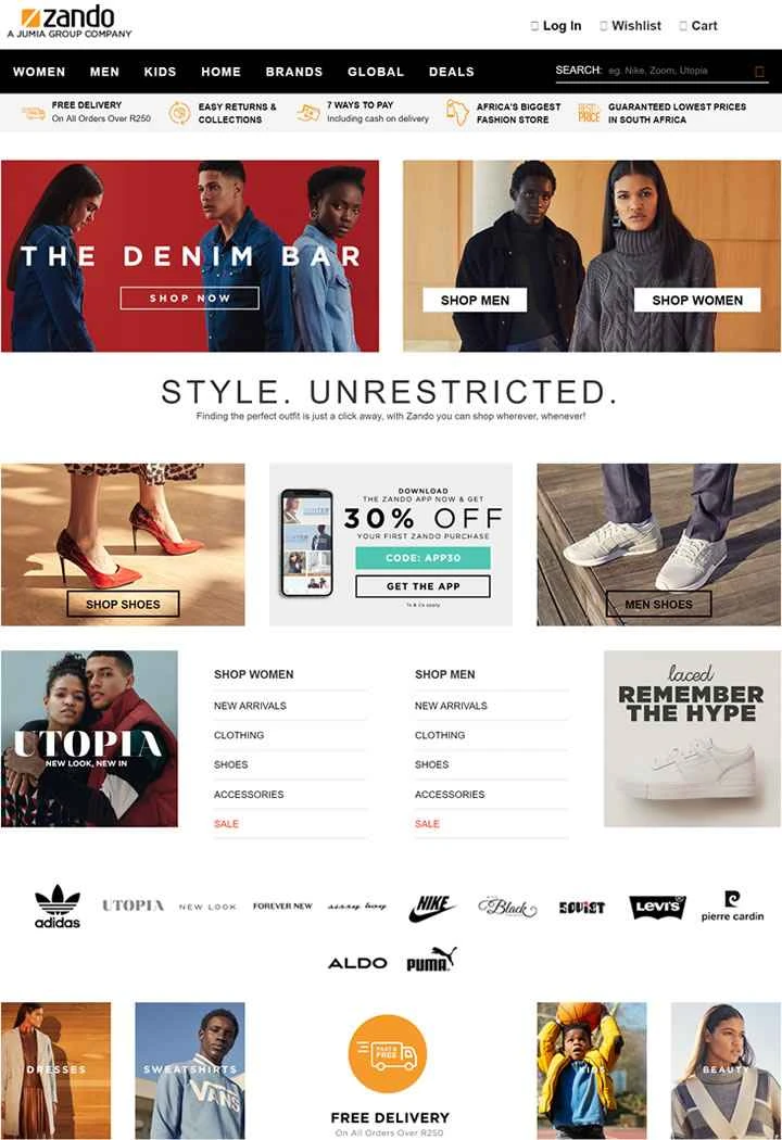 南アフリカ最大のオンラインファッションストア、Zando