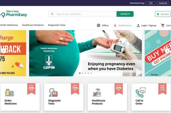 PharmEasy、インド最高のオンライン薬局注文ウェブサイト