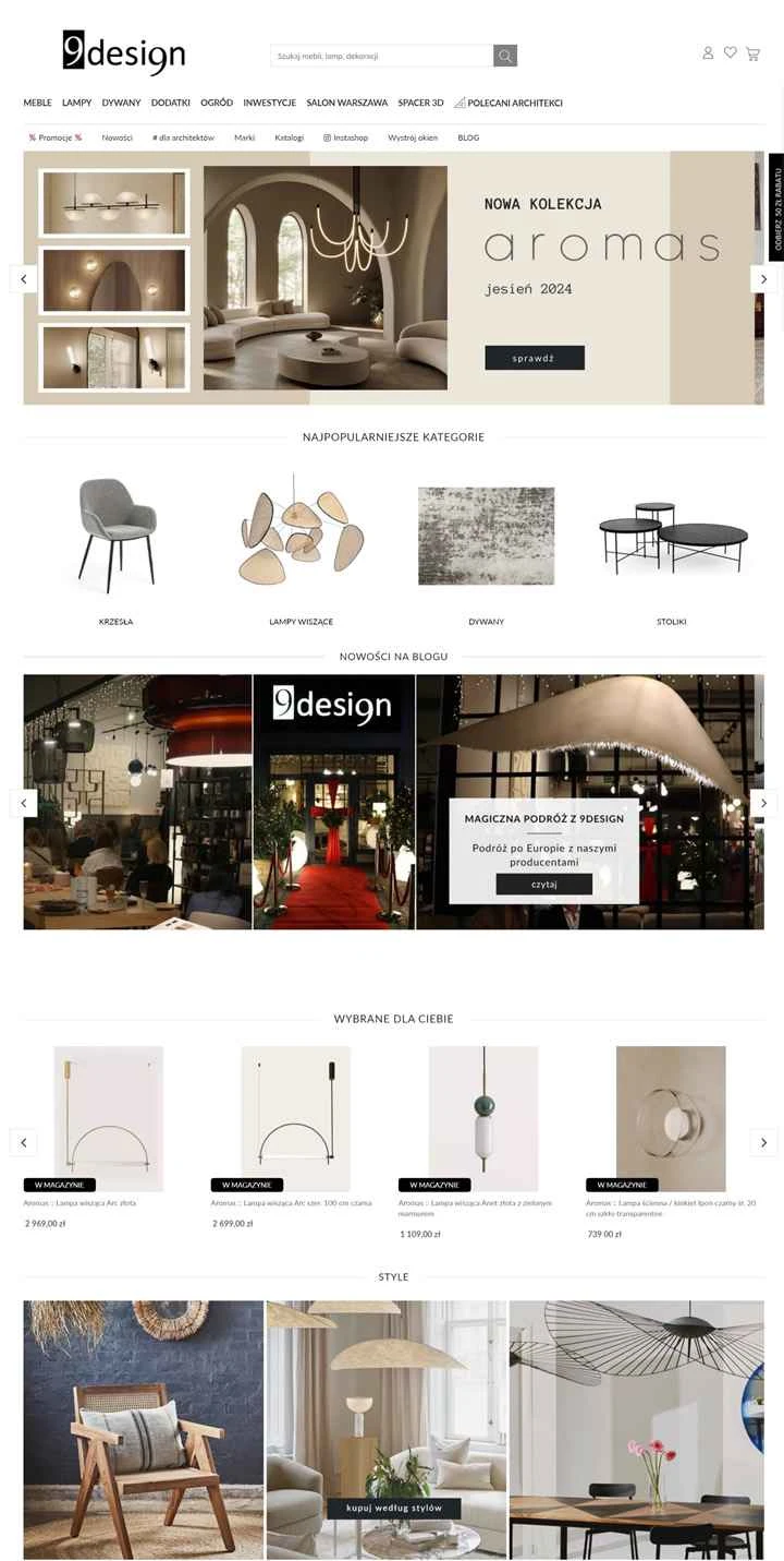 9design は、ポーランドのデザイナー家具、アクセサリー、照明器具を扱うオンライン ストアです。