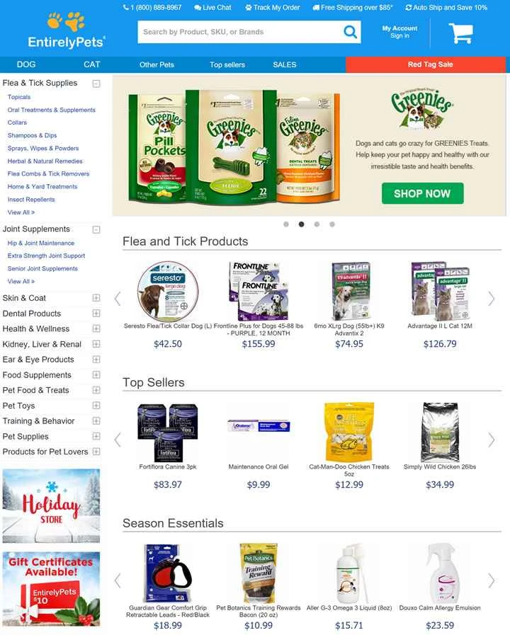 米国のオンラインペット用品店「Entirely Pets」