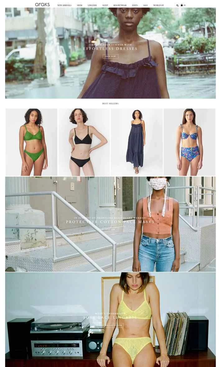 Araks公式サイト：ニューヨークのランジェリーブランド