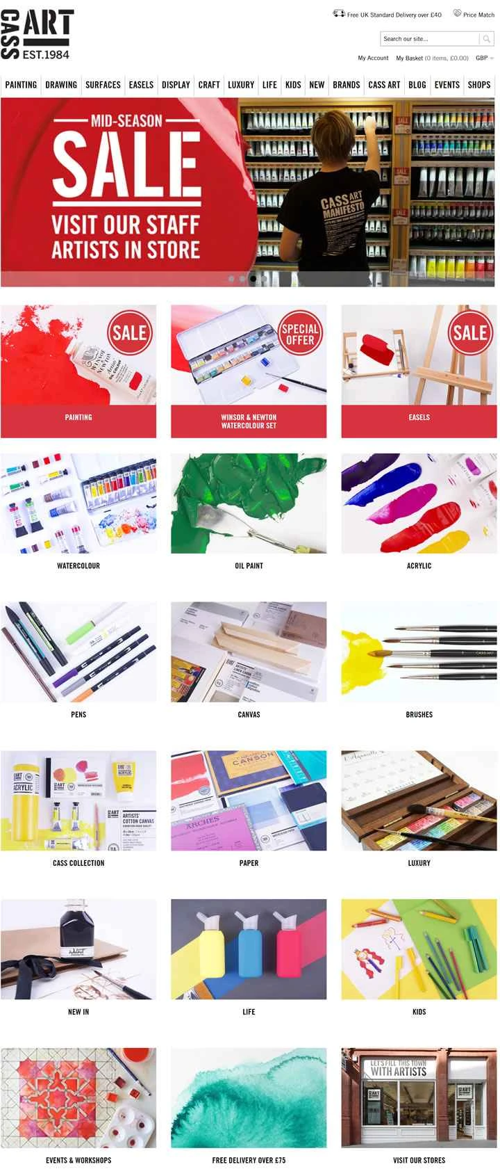 英国を拠点とするオンライン画材小売業者、Cass Art。